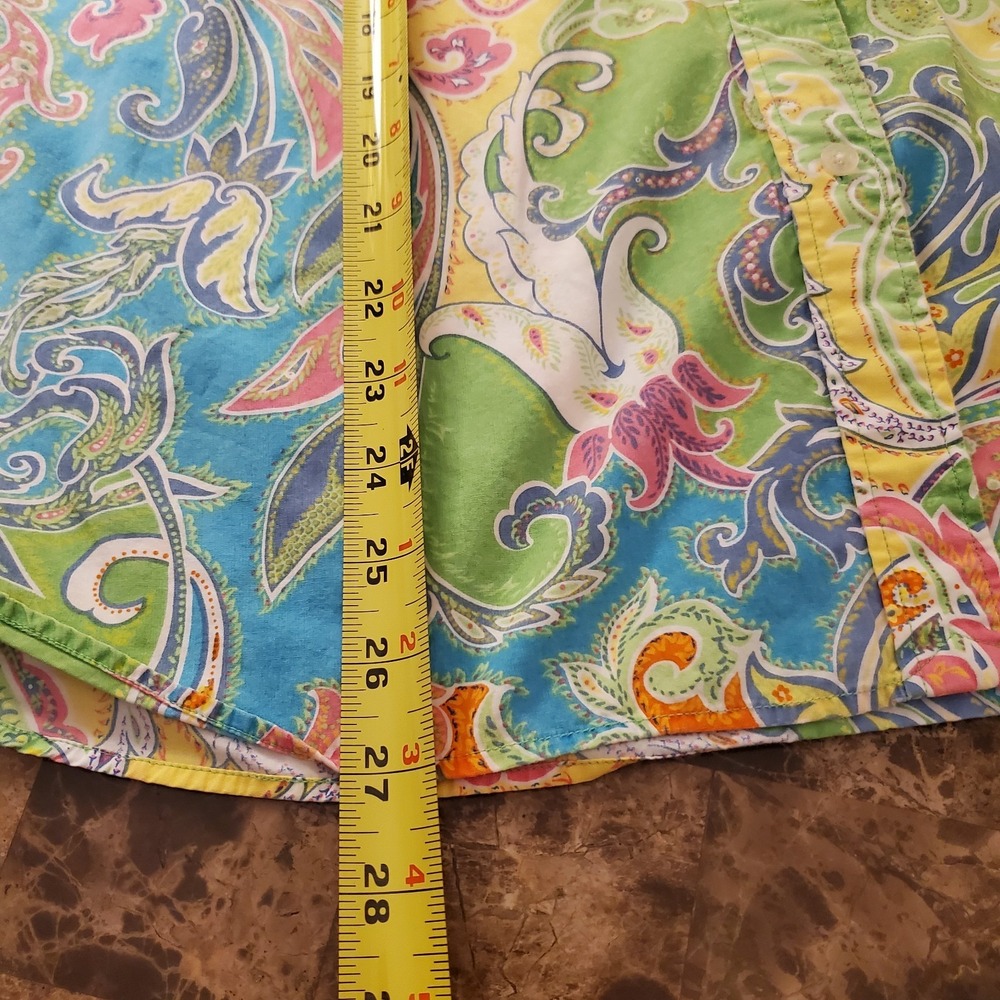 Lauren Ralph Lauren Shirt Women Plus 3X colorful Paisley long Slv Artsy Blouse - Picture 8 of 11